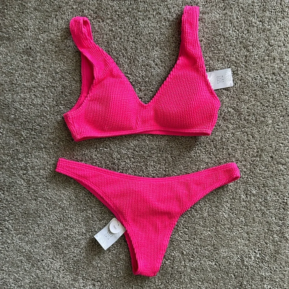 Pink Ribbed Full Tilt Bikini Set - Picture 1 of 5